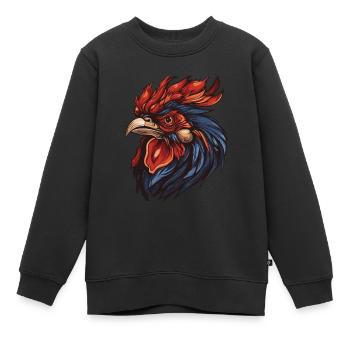 Portrait de coq - Sweat Premium enfant bio - noir - Devant - AI Model Kid Female (0cm)