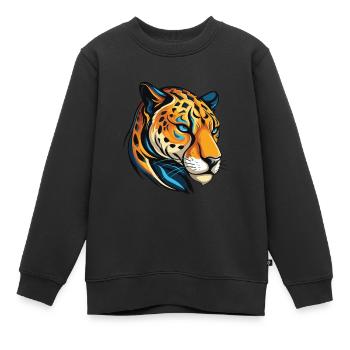 Portrait de guépard - Sweat Premium enfant bio - noir - Devant - AI Model Kid Female (0cm)
