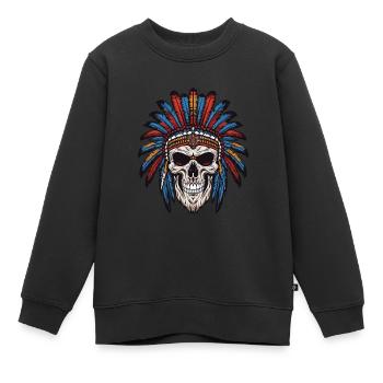 Crâne de chef indien Apache - Sweat Premium enfant bio - noir - Devant - AI Model Kid Female (0cm)