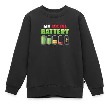 Meine Sozialbatterie - Asozialer Introvertierter - Kinder Premium Organic Sweatshirt - Schwarz - Vorne - AI Model Kid Female (0cm)