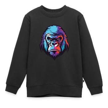 Tête de gorille - Sweat Premium enfant bio - noir - Devant - AI Model Kid Female (0cm)
