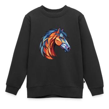 Tête de cheval - Sweat Premium enfant bio - noir - Devant - AI Model Kid Female (0cm)