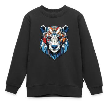 Tête d’ours polaire Ours polaire - Sweat Premium enfant bio - noir - Devant - AI Model Kid Female (0cm)
