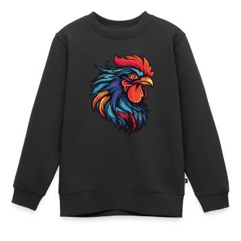 Portrait de coq - Sweat Premium enfant bio - noir - Devant - AI Model Kid Female (0cm)