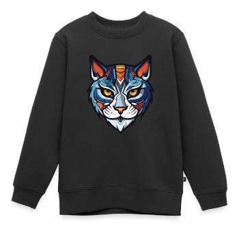 Tête de chat - Sweat Premium enfant bio - noir - Devant - AI Model Kid Female (0cm)