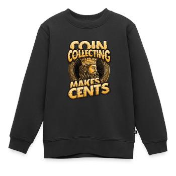 Münzsammeln Macht Cents Numismatik Münze - Kinder Premium Organic Sweatshirt - Schwarz - Vorne - AI Model Kid Female (0cm)