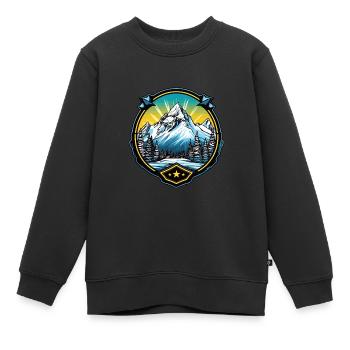 Alpen Berge Symbol - Kinder Premium Organic Sweatshirt - Schwarz - Vorne - AI Model Kid Female (0cm)