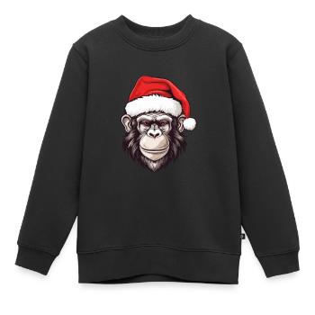 Portrait de Noël tête de singe - Sweat Premium enfant bio - noir - Devant - AI Model Kid Female (0cm)