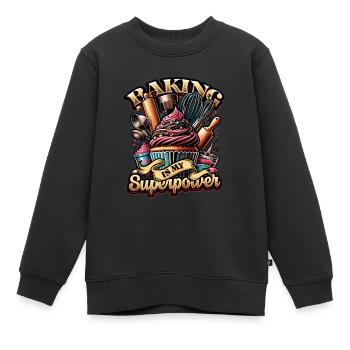 Baking Superpower Bäcker Nachtisch Konditor - Kinder Premium Organic Sweatshirt - Schwarz - Vorne - AI Model Kid Female (0cm)