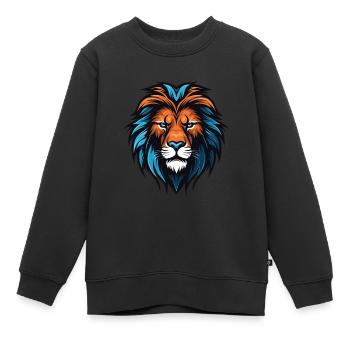 Tête de lion - Sweat Premium enfant bio - noir - Devant - AI Model Kid Female (0cm)