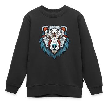Tête d’ours polaire Ours polaire - Sweat Premium enfant bio - noir - Devant - AI Model Kid Female (0cm)
