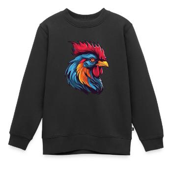 Hahn Portrait - Kinder Premium Organic Sweatshirt - Schwarz - Vorne - AI Model Kid Female (0cm)