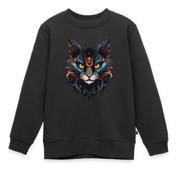 Tête de chat - Sweat Premium enfant bio - noir - Devant - AI Model Kid Female (0cm)