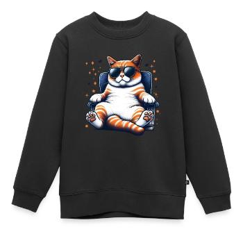 Chat zoné - Sweat Premium enfant bio - noir - Devant - AI Model Kid Female (0cm)