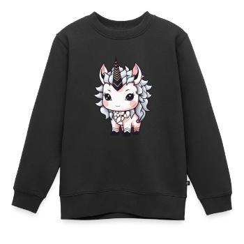 Licorne Animal Bébé Bande Dessinée - Sweat Premium enfant bio - noir - Devant - AI Model Kid Female (0cm)