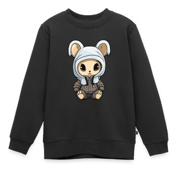 Bande dessinée de bébé animal lapin - Sweat Premium enfant bio - noir - Devant - AI Model Kid Female (0cm)