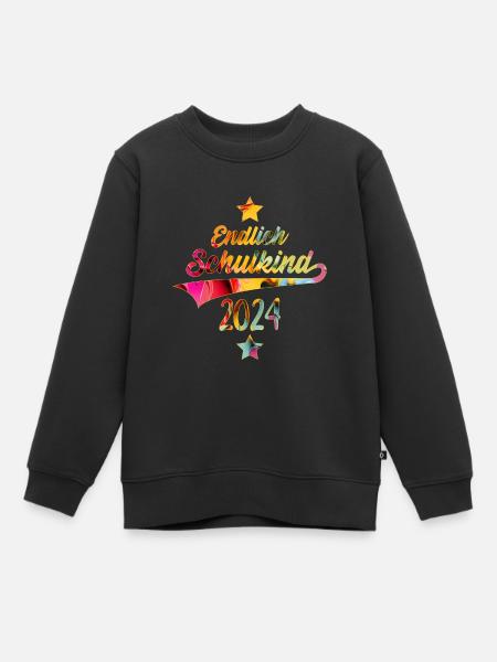 EINSCHULUNG ENDLICH SCHULKIND 2024 - Kinder Premium Organic Sweatshirt - Schwarz