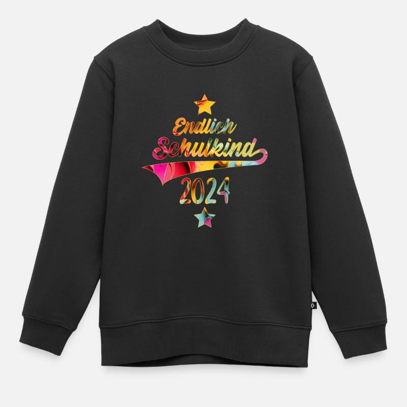 EINSCHULUNG ENDLICH SCHULKIND 2024 - Kinder Premium Organic Sweatshirt - Schwarz