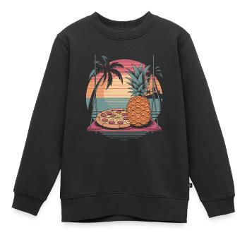 Lustiger Sarkasmus Meme Hawaiianische Pizza Ananas Sonnenuntergang - Kinder Premium Organic Sweatshirt - Schwarz - Vorne - AI Model Kid Female (0cm)