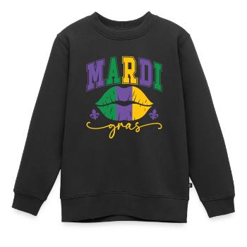 Lèvres Mardi Gras - Sweat Premium enfant bio - noir - Devant - AI Model Kid Female (0cm)