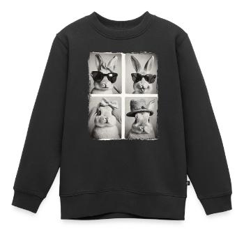 Drôle mignon lapin lapin animal photobooth selfie - Sweat Premium enfant bio - noir - Devant - AI Model Kid Female (0cm)