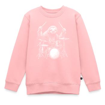 Batteur Paresseux Animal Batterie Musicien Percussion - Sweat Premium enfant bio - rose - Devant - AI Model Kid Female (0cm)