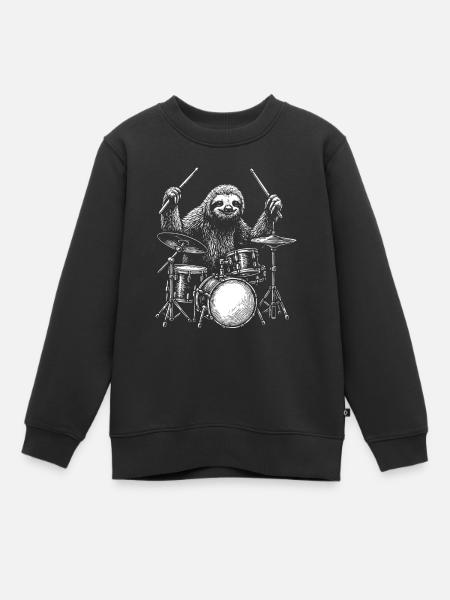 Batteur Paresseux Animal Batterie Musicien Percussion - Sweat Premium enfant bio - noir
