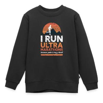 Marathon & Trail, je cours des Ultra Marathons - Sweat Premium enfant bio - noir - Devant - AI Model Kid Female (0cm)