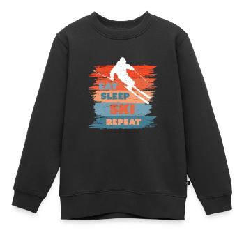 Eat Sleep Ski Repeat, Geschenk Skifahrer - Kinder Premium Organic Sweatshirt - Schwarz - Vorne - AI Model Kid Female (0cm)