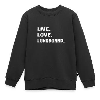 Longboard | Live Love Longboard - Kinder Premium Organic Sweatshirt - Schwarz - Vorne - AI Model Kid Female (0cm)