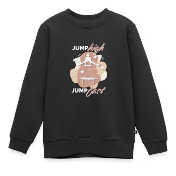 Jump high, jump fast, Jumping Fitness - Kids Premium Organic Sweatshirt - black - Front - AI Model Kid Female (0cm)