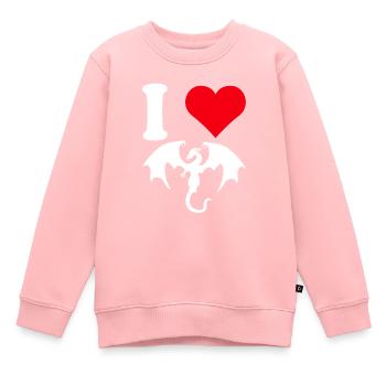 dragon i amour drache feu mouches speen fantasy - Sweat Premium enfant bio - rose - Devant - AI Model Kid Female (0cm)