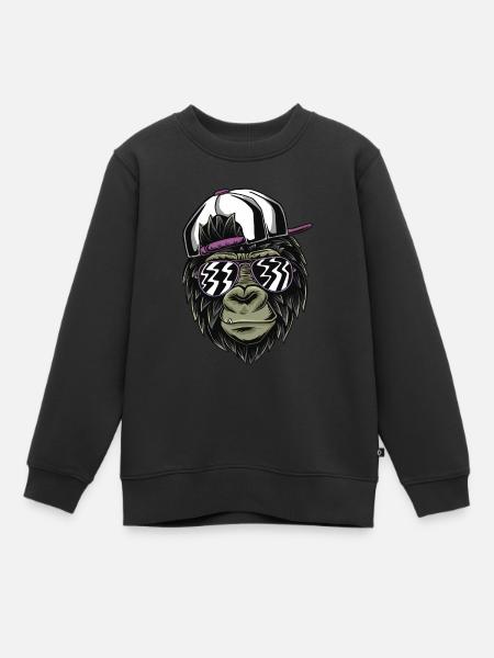 Monkey cool - Kinder Premium Organic Sweatshirt - Schwarz