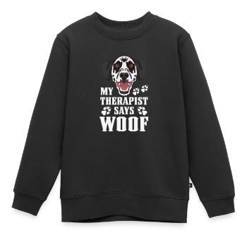 Mein Therapeut macht Wuff, Dalmatiner - Kinder Premium Organic Sweatshirt - Schwarz - Vorne - AI Model Kid Female (0cm)
