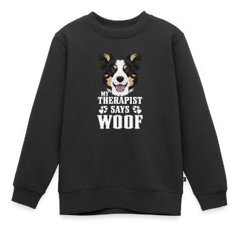 Mein Therapeut macht Wuff, Border Collie - Kinder Premium Organic Sweatshirt - Schwarz - Vorne - AI Model Kid Female (0cm)