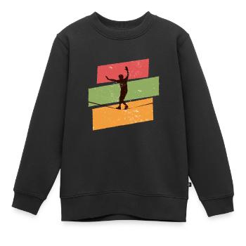 Slackline rétro vintage - Sweat Premium enfant bio - noir - Devant - AI Model Kid Female (0cm)