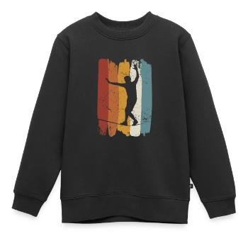 Slackline rétro vintage - Sweat Premium enfant bio - noir - Devant - AI Model Kid Female (0cm)