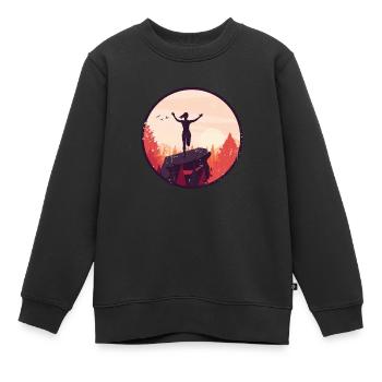 Marathon, coureur de trail running - Sweat Premium enfant bio - noir - Devant - AI Model Kid Female (0cm)