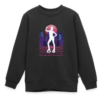 Vaporwave Synthwave Skyline Jump Chaussures Fitness - Sweat Premium enfant bio - noir - Devant - AI Model Kid Female (0cm)