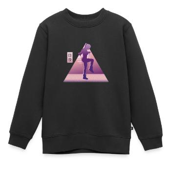 Saut à la corde Vaporwave - Sweat Premium enfant bio - noir - Devant - AI Model Kid Female (0cm)