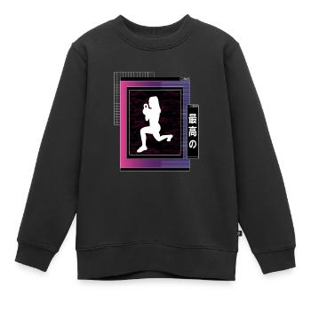 Vaporwave Metaverse HIIT - Sweat Premium enfant bio - noir - Devant - AI Model Kid Female (0cm)