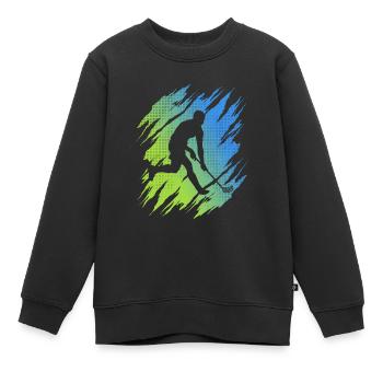 Floorball Player Floorball Player Floorball - Kids Premium Organic Sweatshirt - black - Front - AI Model Kid Female (0cm)