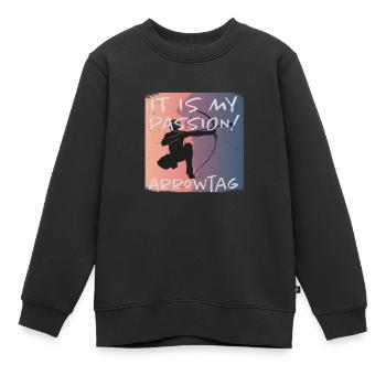 Grunge Arrowtag - Sweat Premium enfant bio - noir - Devant - AI Model Kid Female (0cm)
