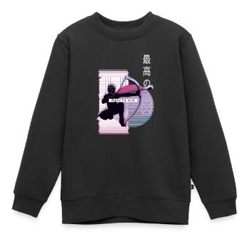 Vaporwave Metaverse Arrowtag - Sweat Premium enfant bio - noir - Devant - AI Model Kid Female (0cm)