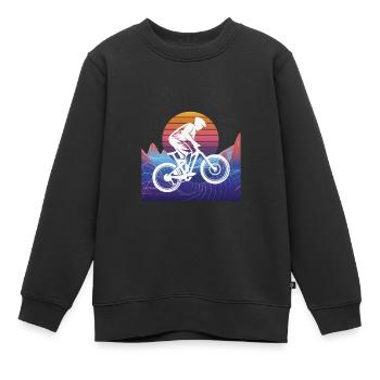 Vaporwave Descente - Sweat Premium enfant bio - noir - Devant - AI Model Kid Female (0cm)