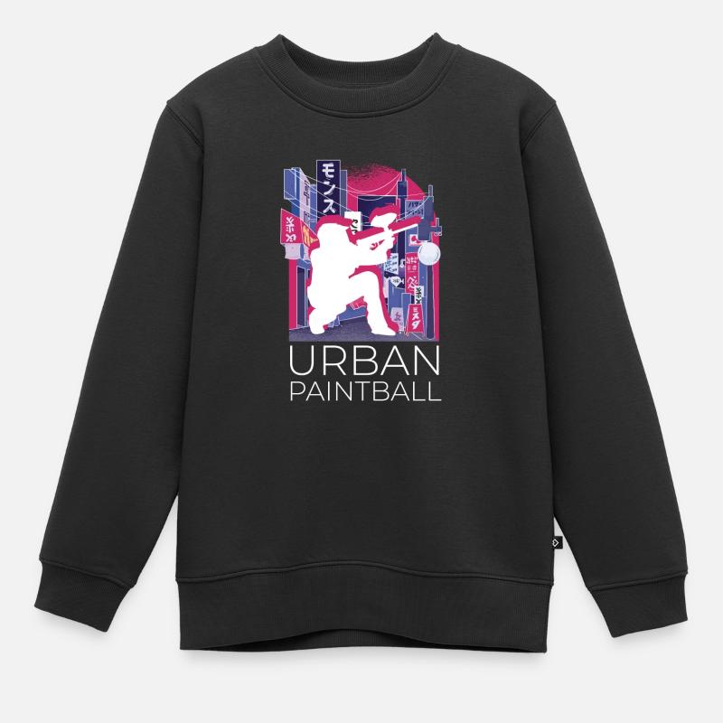 Vaporwave Synthwave Skyline Paintball - Sweat Premium enfant bio - noir