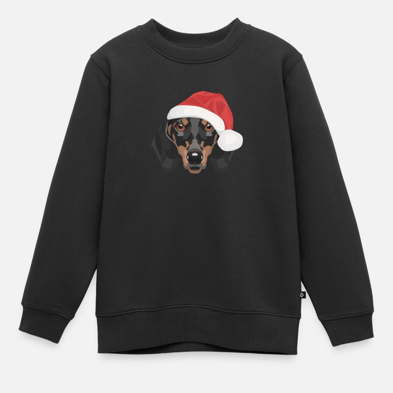 Dackel Frohe Weihnachten - Kinder Premium Organic Sweatshirt - Schwarz
