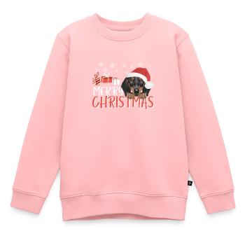 Dackel Frohe Weihnachten - Kinder Premium Organic Sweatshirt - Rosa - Vorne - AI Model Kid Female (0cm)