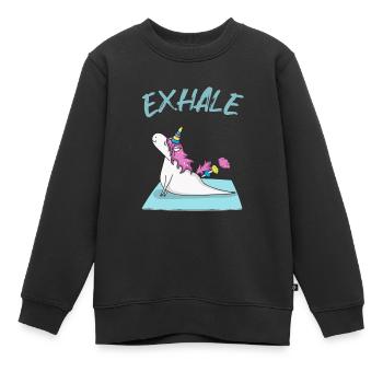 Yoga Licorne inspirer et expirer - Sweat Premium enfant bio - noir - Devant - AI Model Kid Female (0cm)