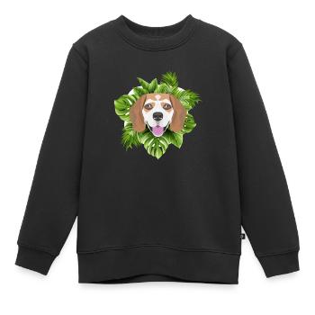 Tropical Beagle - Sweat Premium enfant bio - noir - Devant - AI Model Kid Female (0cm)